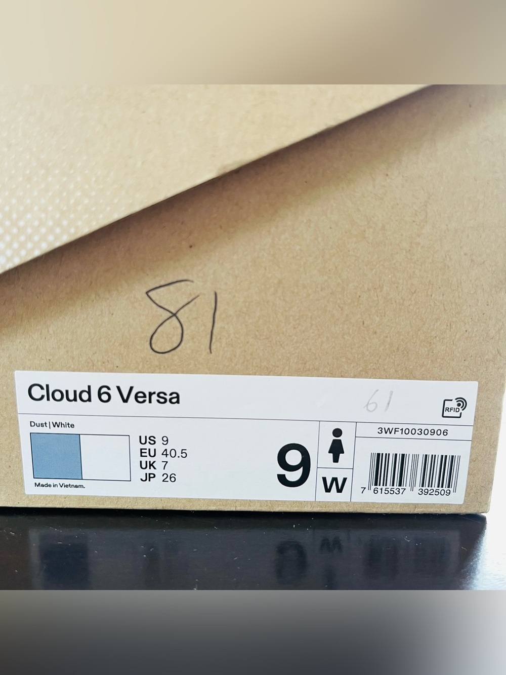 Sz 9 ON Cloud 6 Versa Women's Running Shoes Sneakers Dust/White 3WF10030906 - Picture 7 of 7
